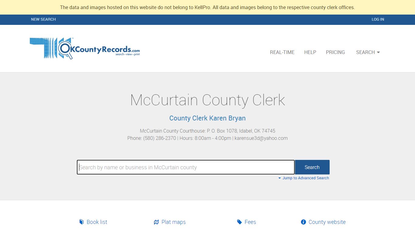 McCurtain County | OKCountyRecords.com | County Clerk Public Land ...